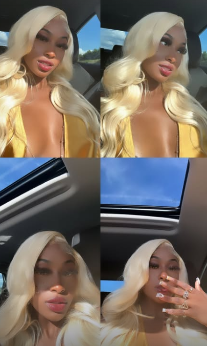 Yammi hair look — platinum blonde
